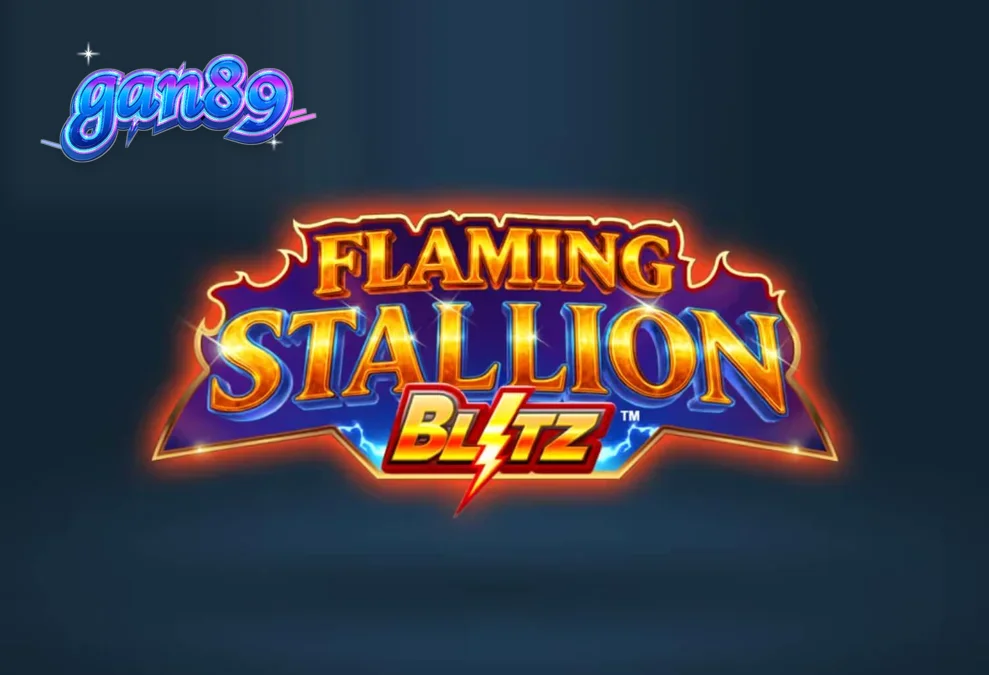 Tampilan visual slot Flaming Stallion Blitz dengan latar belakang gurun dan simbol kuda api.