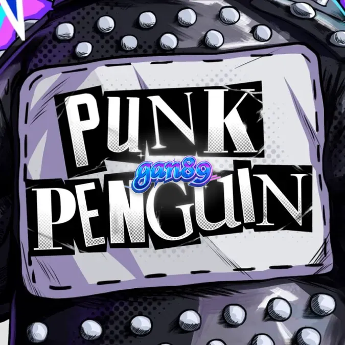 Tampilan visual slot Punk Penguin dengan tema konser musik punk yang energik
